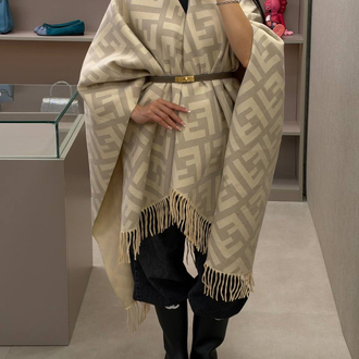 Fendi Check Wool Poncho