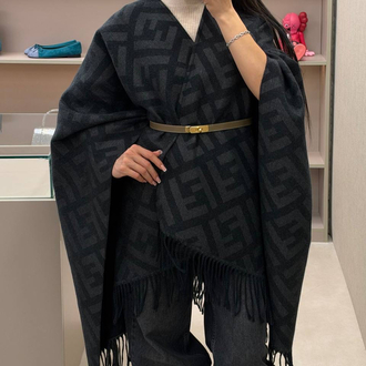 Fendi Check Wool Poncho