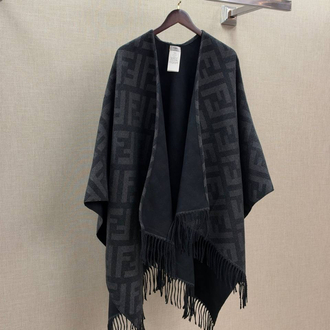 Fendi Check Wool Poncho