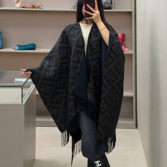 Fendi Check Wool Poncho