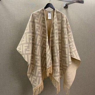 Fendi Check Wool Poncho