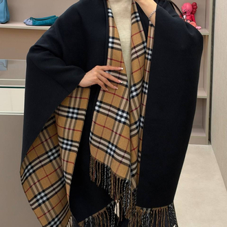 Burberry Reversible Check Wool Poncho