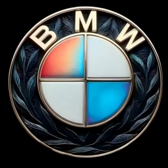 BMW 3D Kabartmalı Çelenk Motifli İridyum Amblem (Siyah & Gold)