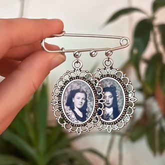 2 Fotoğraflı Gümüş Hatıra İğnesi