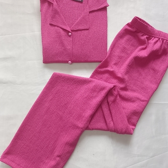 Kısakol Dügmeli Pijama Takımı