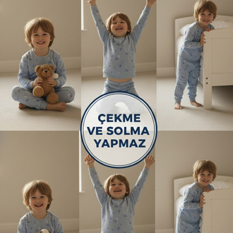 İncila %100 Pamuk Çocuk Pijama Takımı