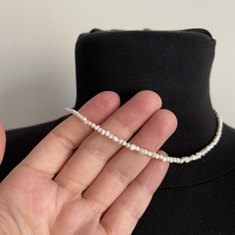 2 mm Gerçek Tatlısu Mat Kum İnci Kolye