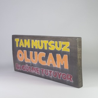 El Yapımı Masif Ahşap Duvar Süsü - 55x15 cm