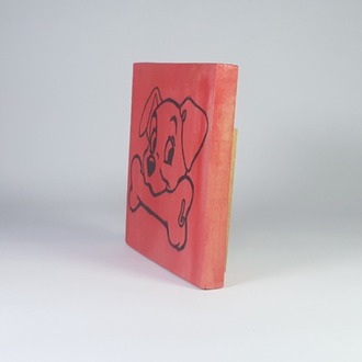 Köpek ve Kemik..El Yapımı Masif Ahşap Duvar Süsü - 15x15 cm