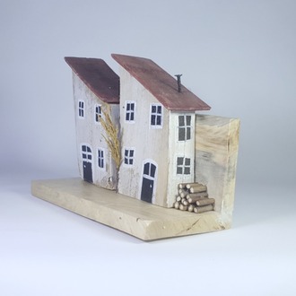 Eşsiz 3 Boyutlu Sokak Canlandırması - Ahşap ve Doğanın Buluşması (23x18x11 cm.)