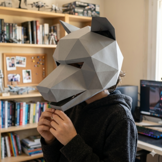 Kurt Maskesi Yapımı Kağıt Kalıbı – 3D Low Poly PDF Şablonu (Kendin Yap)