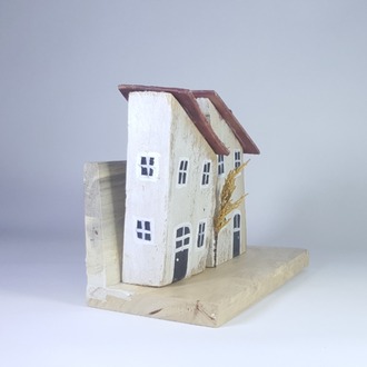 Eşsiz 3 Boyutlu Sokak Canlandırması - Ahşap ve Doğanın Buluşması (23x18x11 cm.)
