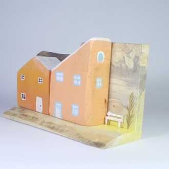 Eşsiz Minik Sokak Canlandırması - Ahşap ve Doğanın Buluşması (23x14x8,5 cm.)