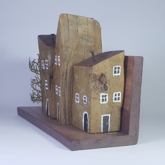Eşsiz Minik Sokak Canlandırması - Ahşap ve Doğanın Buluşması (30x19x11,5 cm.)