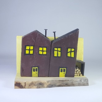 Eşsiz 3D Sokak Canlandırması - Ahşap ve Doğanın Buluşması (18x14x9,5 cm.)