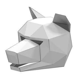 Kurt Maskesi Yapımı Kağıt Kalıbı – 3D Low Poly PDF Şablonu (Kendin Yap)