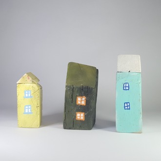 3'lü El Yapımı ahşap Masa Süsü (11x5x5 cm, 9x5x5 cm, 12x5x6 cm..)