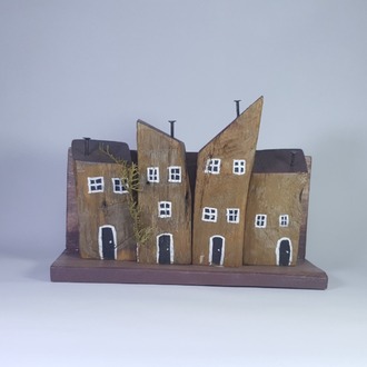 Eşsiz Minik Sokak Canlandırması - Ahşap ve Doğanın Buluşması (30x19x11,5 cm.)