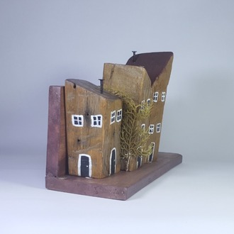 Eşsiz Minik Sokak Canlandırması - Ahşap ve Doğanın Buluşması (30x19x11,5 cm.)