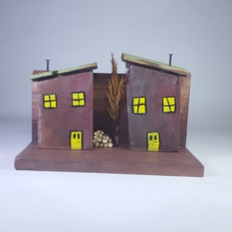 Eşsiz Minik Sokak Canlandırması - Ahşap ve Doğanın Buluşması (26x18x11,5 cm.)