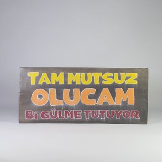 El Yapımı Masif Ahşap Duvar Süsü - 55x15 cm