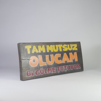 El Yapımı Masif Ahşap Duvar Süsü - 55x15 cm