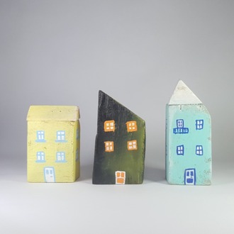 3'lü El Yapımı ahşap Masa Süsü (11x5x5 cm, 9x5x5 cm, 12x5x6 cm..)