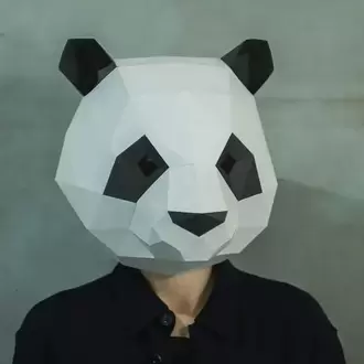 Evde Kendi Maskeni Yap: 3D Panda Maskesi Şablonu- PDF (yazdır, kes, yapıştır, boya)