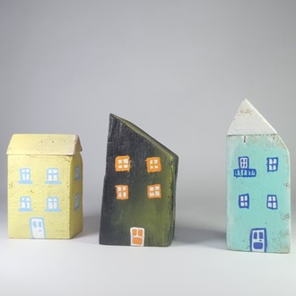 3'lü El Yapımı ahşap Masa Süsü (11x5x5 cm, 9x5x5 cm, 12x5x6 cm..)