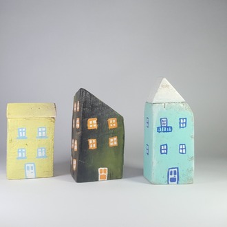 3'lü El Yapımı ahşap Masa Süsü (11x5x5 cm, 9x5x5 cm, 12x5x6 cm..)