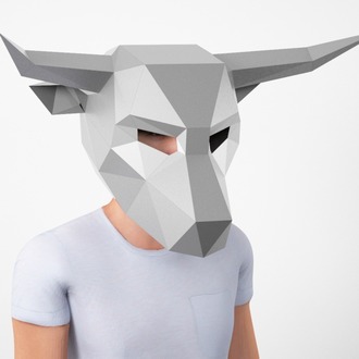 Boğa Maskesi Yapımı Kağıt Kalıbı – 3D Geometrik PDF Şablonu (Kendin Yap)