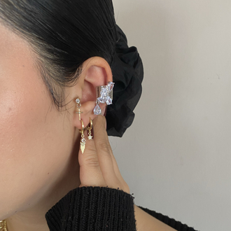 Kristal Damla Taşlı Kıkırdak (Earcuff) Küpe (Tekli Olarak Satılmaktadır)