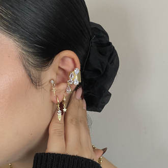 Kristal Damla Taşlı Kıkırdak (Earcuff) Küpe (Tekli Olarak Satılmaktadır)