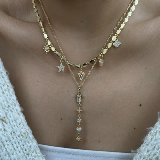 Çoklu Charm Hamsa (Fatma Ana Eli) Model Çelik Y Kolye