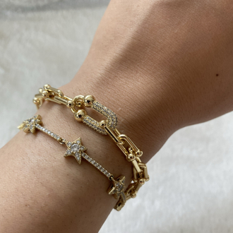 Özel Seri | 14K Marka Model Zirkon Taşlı Kalın Zincir Bileklik