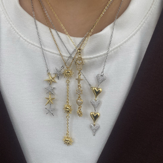 Çoklu Charm Hamsa (Fatma Ana Eli) Model Çelik Y Kolye