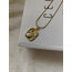 Pearl Vintage İnci Çiçekli Kare Çerçeve Çelik Kolye