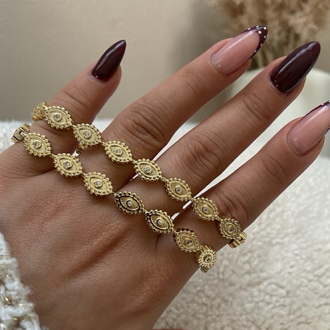 Özel Seri | 14K Vintage Göz Motif Bileklik