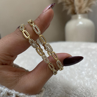 Özel Seri | 14K Mix Model Taşlı Ataç Bileklik