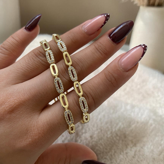Özel Seri | 14K Mix Model Taşlı Ataç Bileklik