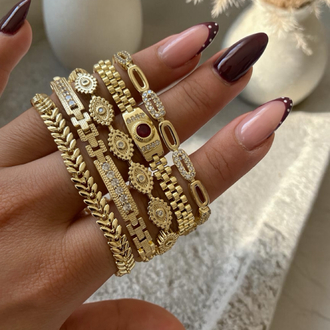 Özel Seri | 14K Mix Model Taşlı Ataç Bileklik