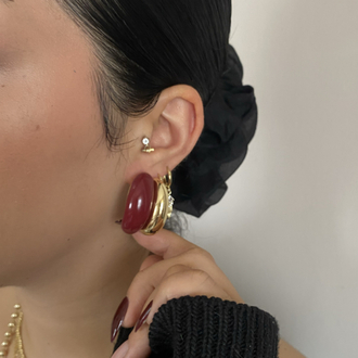 İkili Görünümlü Gold Detay Vintage Küpe