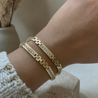 Özel Seri | 14K İnce Künye Model Taşlı Bileklik