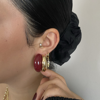 İkili Görünümlü Gold Detay Vintage Küpe