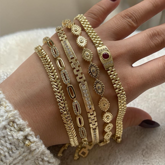 Özel Seri | 14K İnce Künye Model Taşlı Bileklik
