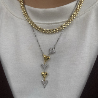 Mix Renk Kalpli Çelik Y Model Dekolte Kolye