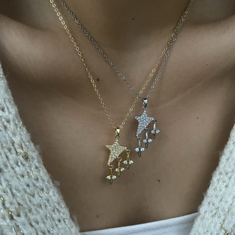 Sallantılı Model Yıldız Çelik Kolye