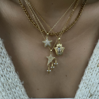 Sallantılı Model Yıldız Çelik Kolye