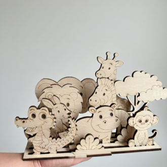 Ahşap Boyanabilir Puzzle "Safari