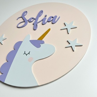 İsimli Duvar / Kapı Süsü Unicorn
